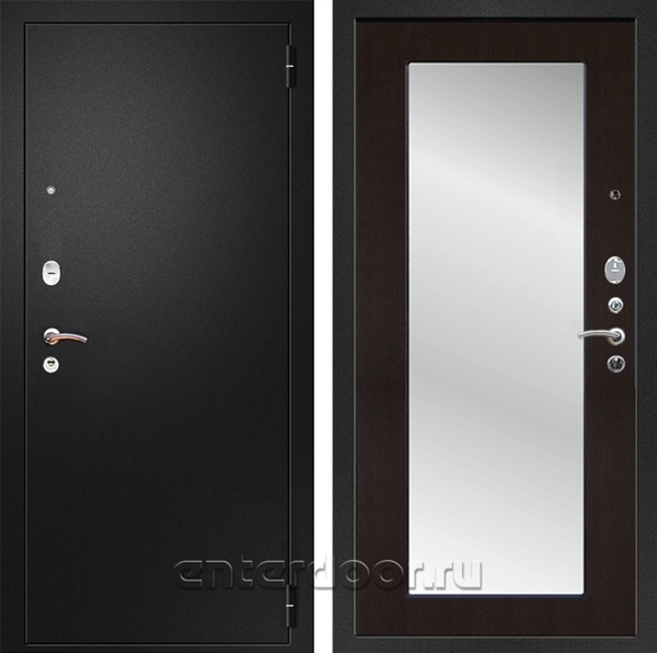 Входная металлическая дверь Армада Арсенал с зеркалом Пастораль (Черный муар / Венге)