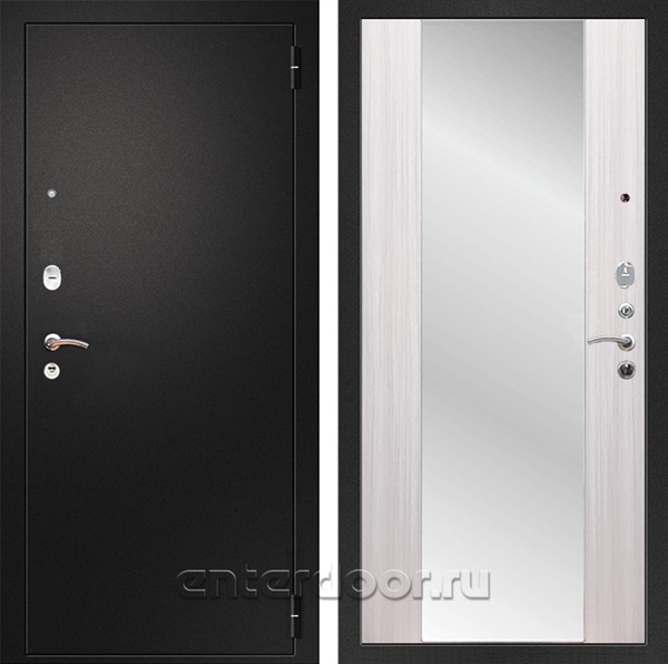 Входная металлическая дверь Армада Арсенал с зеркалом СБ-16 (Черный муар / Сандал белый)