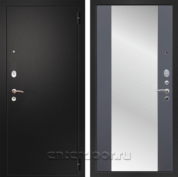 Входная металлическая дверь Армада Арсенал с зеркалом СБ-16 (Черный муар / Графит софт)