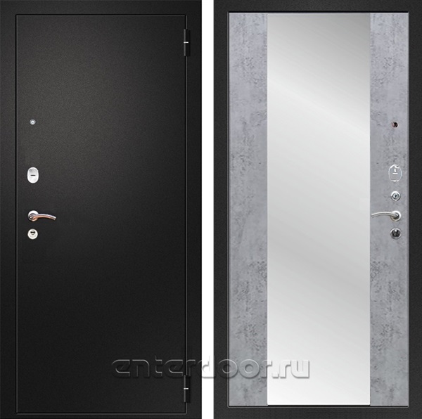 Входная металлическая дверь Армада Арсенал с зеркалом СБ-16 (Черный муар / Бетон темный)