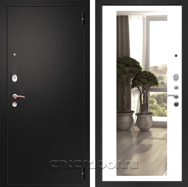 Входная металлическая дверь Армада Арсенал с зеркалом 2XL (Черный муар / Белый матовый)