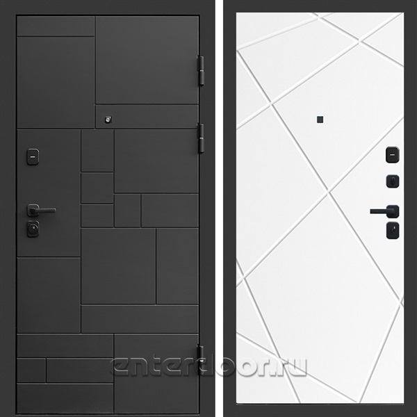 Входная дверь Квадро Стайл 3к Лучи (Чёрный / Белый матовый)