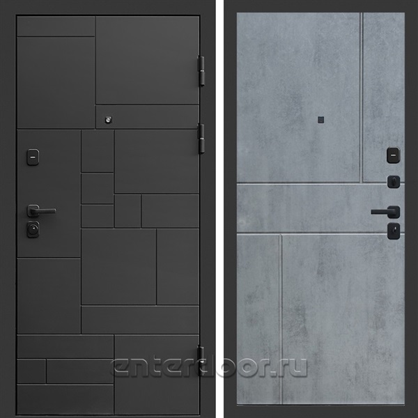 Входная дверь Квадро Стайл 3к Горизонт (Чёрный / Бетон темный)
