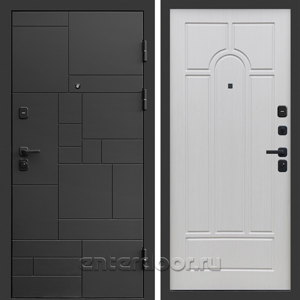 Входная дверь Квадро Стайл 3к Арка (Чёрный / Лиственница белая)