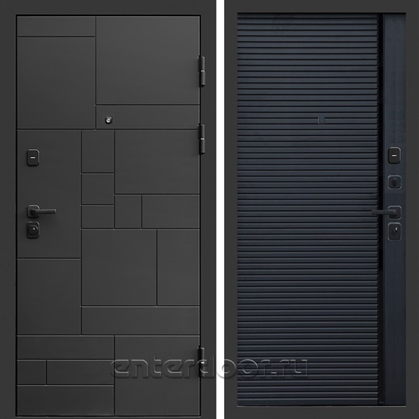 Входная дверь Квадро Стайл 3к Порте (Чёрный / Чёрный кварц)