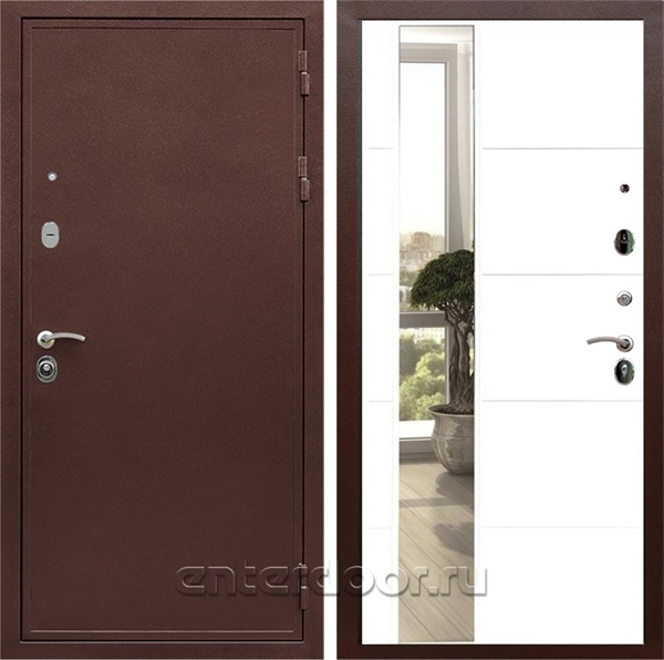 Входная дверь Армада Престиж сталь 3 мм зеркало ЛФЛС-19 (Медный антик / Белый матовый) - фото 111574