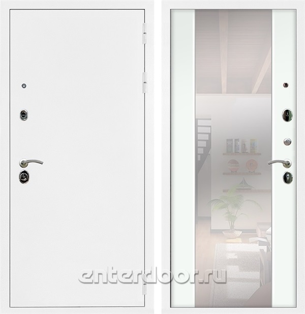 Входная дверь Армада Престиж с зеркалом СБ-16 (Белая шагрень / Ясень белый) - фото 111801