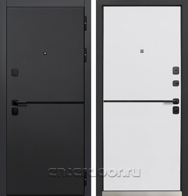 Входная металлическая дверь Luxor MX-13 Техно (Черный кварц / Эмалит белый)