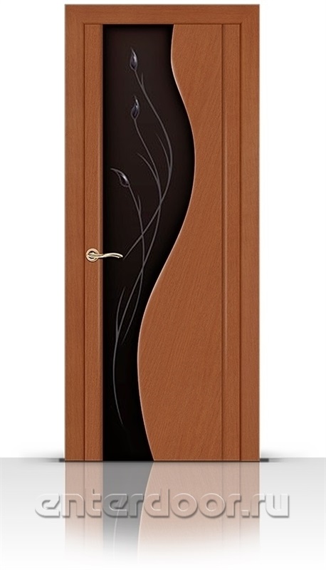 Межкомнатная дверь Корунд со стеклом (Темный анегри, Шпон)