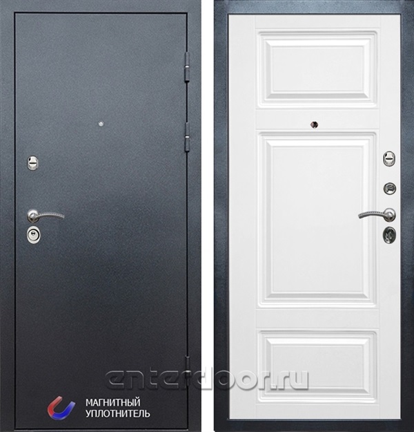 Входная дверь Престиж 3к Лион (Антик Серебро / Белый софт)