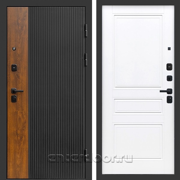 Входная дверь Престиж Лайн 3к Классика (Черный кварц + Дуб / Белый матовый)