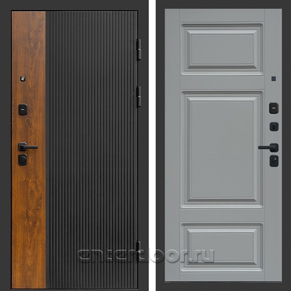 Входная дверь Престиж Лайн 3к Лион (Черный кварц + Дуб / Грей софт)