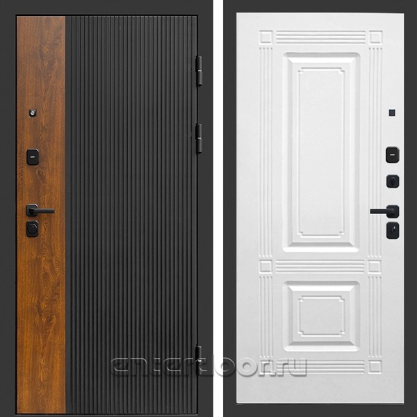 Входная дверь Престиж Лайн 3к Мадрид (Черный кварц + Дуб / Белый софт)