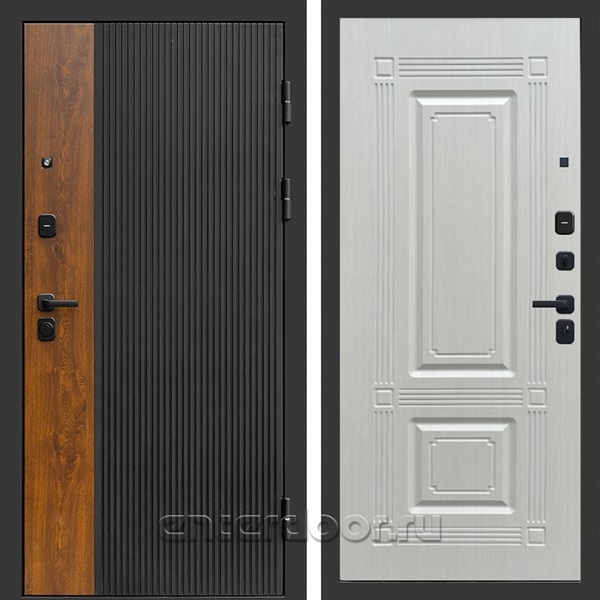 Входная дверь Престиж Лайн 3к Мадрид (Черный кварц + Дуб / Лиственница белая)