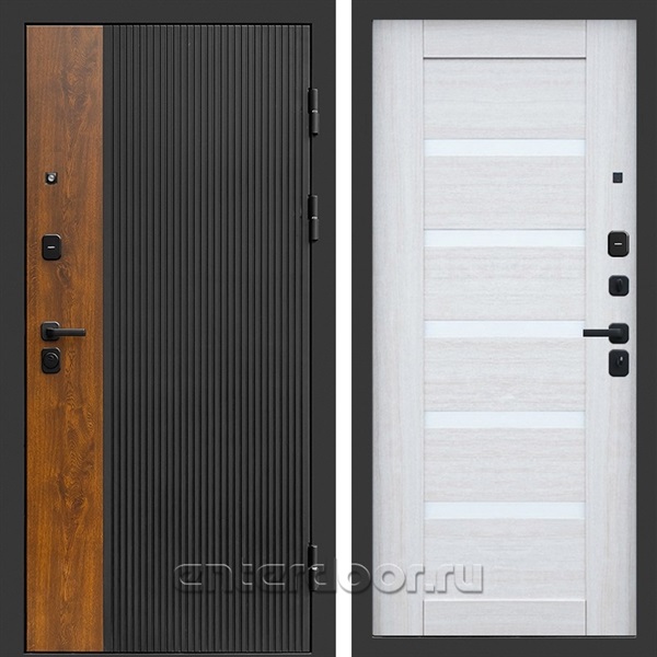 Входная дверь Престиж Лайн 3к Царга (Черный кварц + Дуб / Лиственница белая)