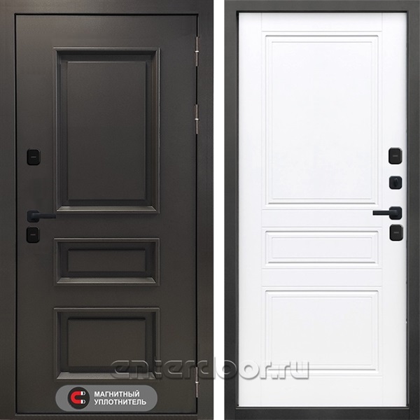 Входная дверь Термо Аляска 3к Классика (Муар коричневый / Белый матовый)