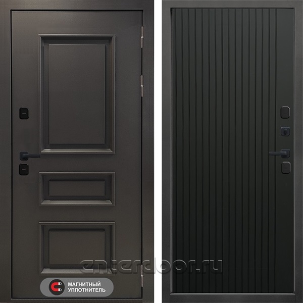 Входная дверь Термо Аляска 3к Фиат (Муар коричневый / Черный кварц)