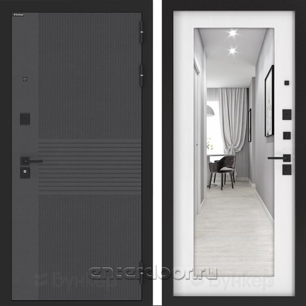 Входная дверь BN-05 с зеркалом ФЛЗ-603 - Белое дерево