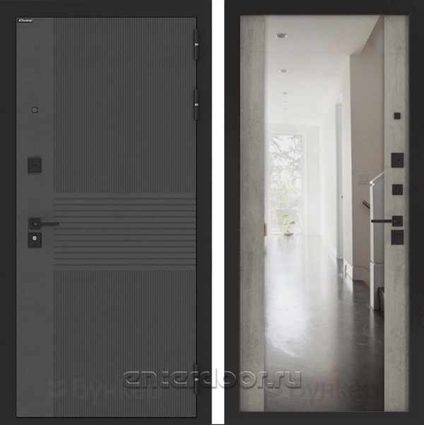 Входная дверь BN-05 с зеркалом ФЛЗ-1 - Бетон серый