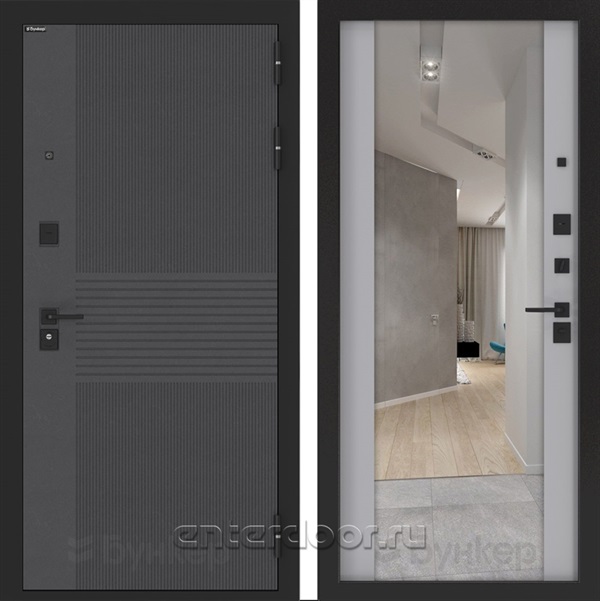 Входная дверь BN-05 с зеркалом ФЛЗ-1 - Лайт грей софт