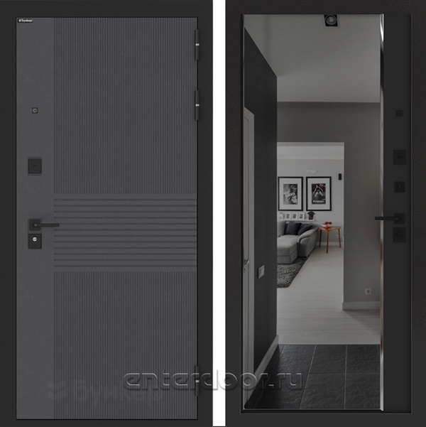 Входная дверь BN-05 с зеркалом ФЛЗ-618 тонированное - Черный кварц