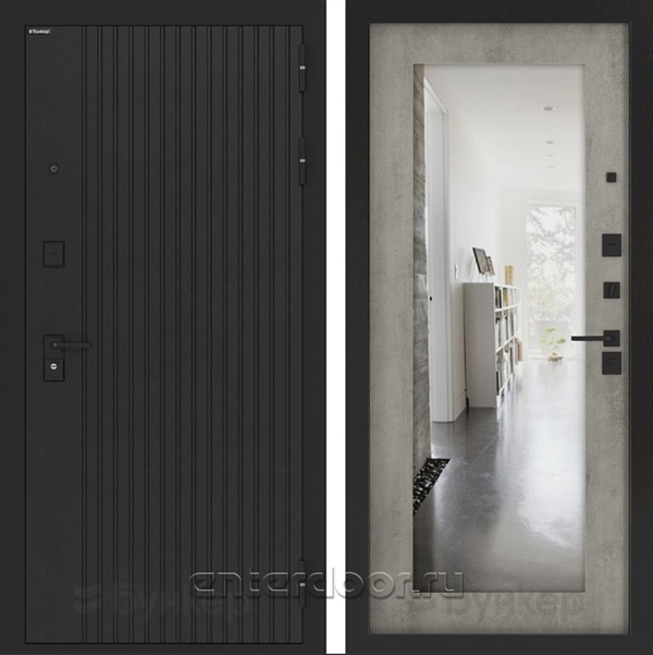 Входная дверь BN-06 с зеркалом ФЛЗ-603 - Бетон серый