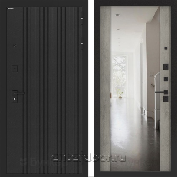 Входная дверь BN-06 с зеркалом ФЛЗ-1 - Бетон серый