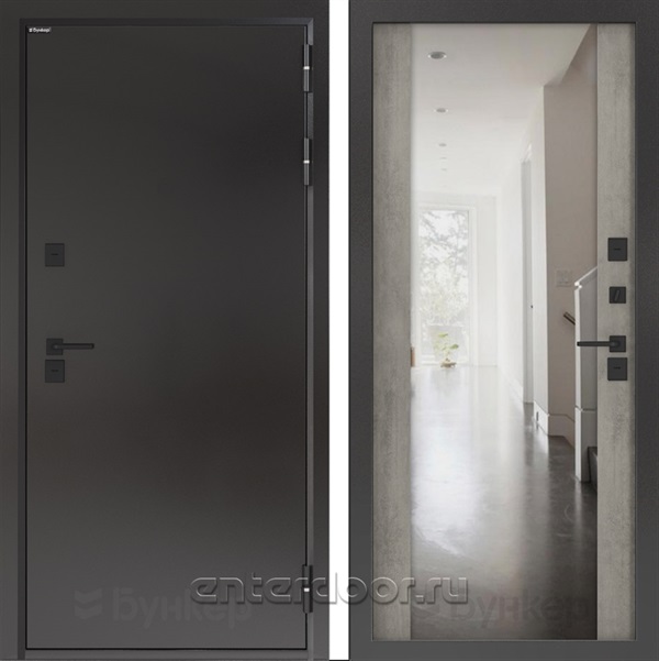 Входная дверь с терморазрывом BN-10 с зеркалом ФЛЗ-1 - Бетон серый