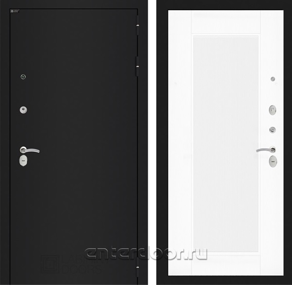 Входная дверь Классик 30 Амстрод (Шагрень черная / Белый софт рельеф)