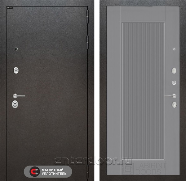 Входная дверь Сильвер 30 Амстрод (Антик темное серебро / Серый софт рельеф)