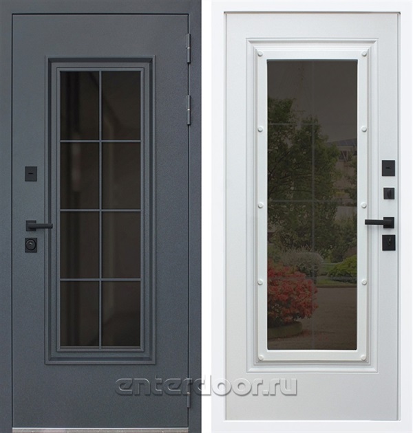 Входная дверь с терморазрывом Титаниум 3К с окном и английской решеткой