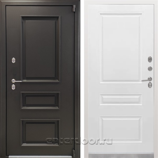Входная дверь Термо Империал-3 (Муар коричневый / Белый матовый) для загородного дома, дачи и коттеджа