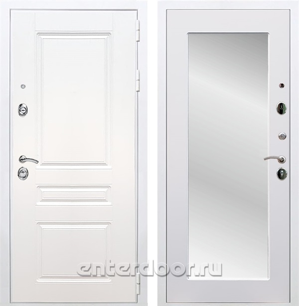 Входная металлическая дверь Армада Премиум Н Зеркало Пастораль (Белый / Белый матовый)