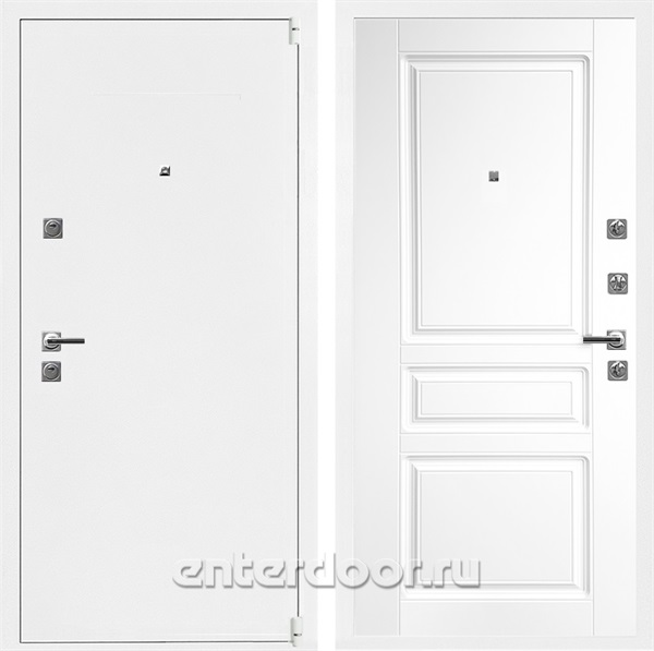 Входная дверь Сити 3К Муар белый / ФЛ-243 Белый матовый