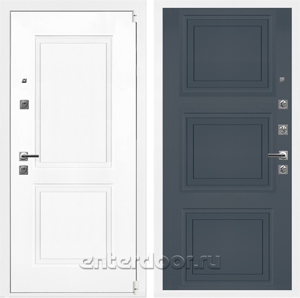 Входная дверь Неон 3К Белый софт / НК-3 Графит софт