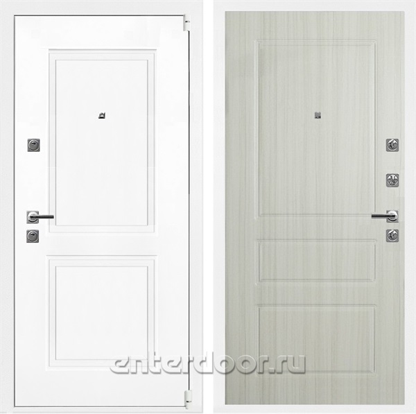Входная дверь Неон 3К Белый софт / Классик Сандал белый