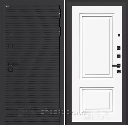 Входная металлическая дверь Лабиринт Volcano 26 (Антрацит софт / Эмаль белая RAL 9003)