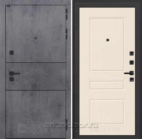 Входная металлическая дверь Лабиринт Инфинити 03 (Бетон темный / Крем софт)