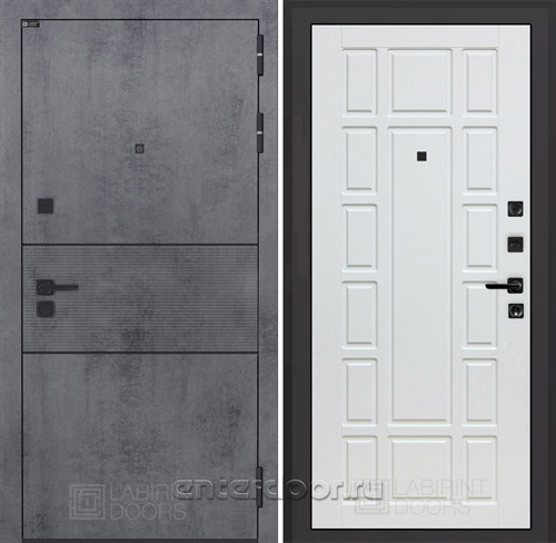 Входная металлическая дверь Лабиринт Инфинити 12 (Бетон темный / Белое дерево)