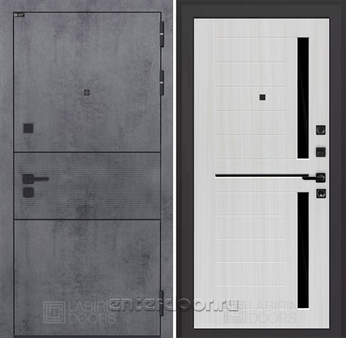Входная металлическая дверь Лабиринт Инфинити 02 (Бетон темный / Сандал белый)