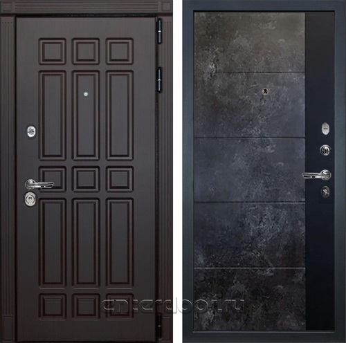 Входная дверь Сенатор 8 №124 (Венге / Стоун Грей + Лофт черный)