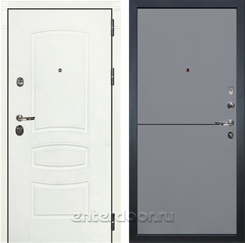 Входная дверь Сенатор 3К №126 (Шагрень белая / Софт графит)