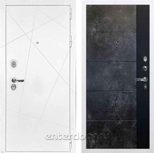 Входная дверь Соната №124 (Белая шагрень / Стоун Грей + Лофт черный)