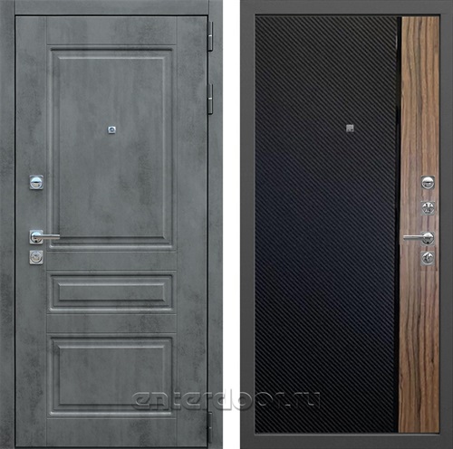 Входная дверь Соната №123 (Бетон темный / Черный кварц + Орех коньяк)