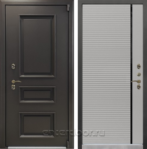 Входная дверь Термо Айсберг №121 (Муар коричневый / Софт грей)