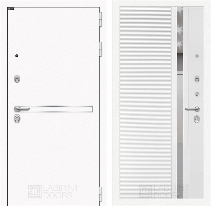 Входная дверь Line White 31 (Шагрень белая / Белый софт)