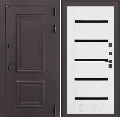 Входная дверь Полярис Термо Лайт №01 - Белое дерево, стекло черное для частного загородного дома и дачи 30597 - фото 140283