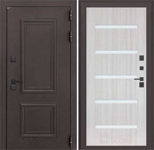 Входная дверь Полярис Термо Лайт №01 - Сандал белый, стекло белое для частного загородного дома и дачи 30598 - фото 140288