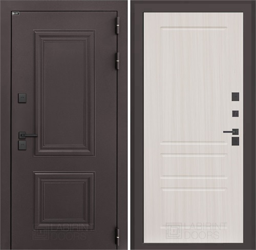 Входная дверь Полярис Термо Лайт №03 (Муар коричневый / Сандал белый) для частного загородного дома и дачи 30599 - фото 140294