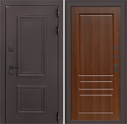 Входная дверь Полярис Термо Лайт №03 (Муар коричневый / Орех бренди) для частного загородного дома и дачи 30600 - фото 140299